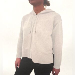 DKNY Woman’s XXL White Full Zip Ottoman  Ribbed Stretch Hoodie NWT